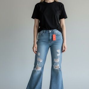 NWT FLAMINO Stylish Blue Distressed Women Jeans